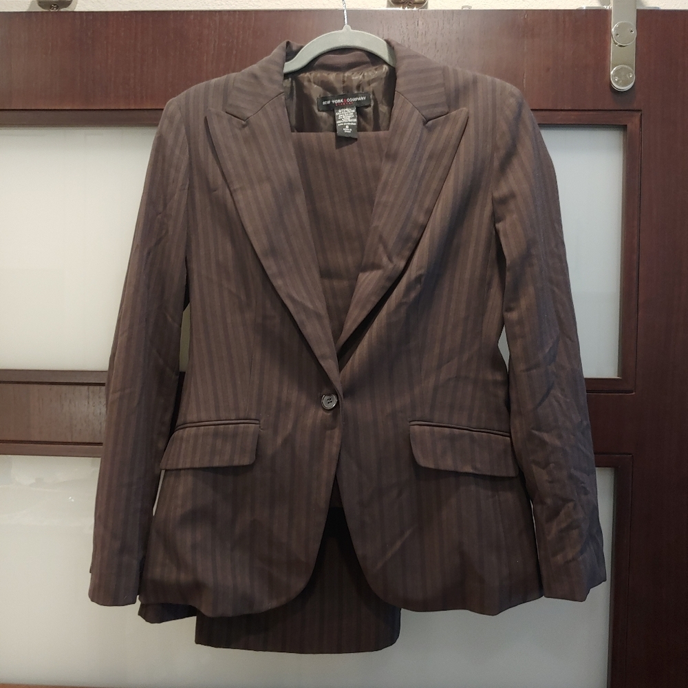 Brown striped pantsuit